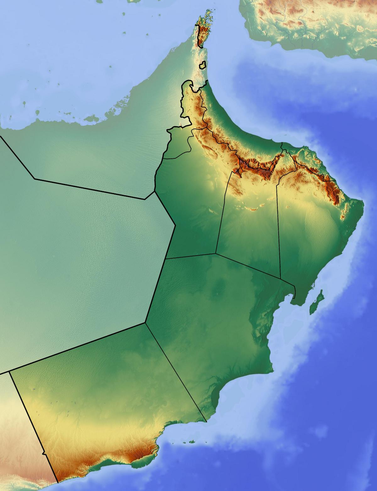 mapa Omán topografické