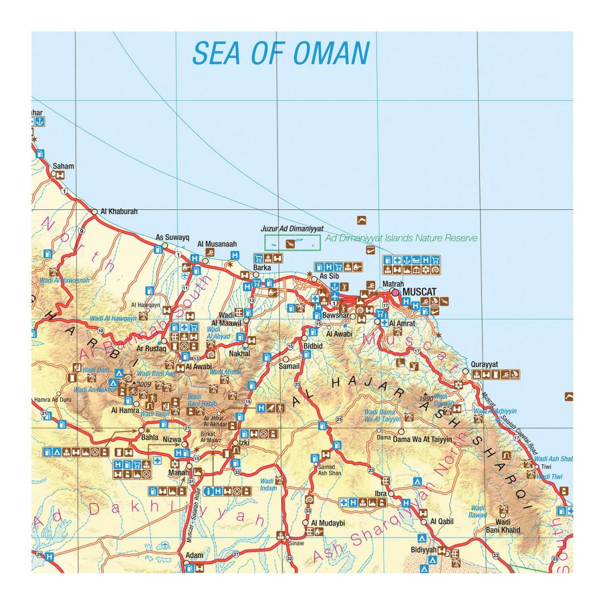 mapa Omán treking