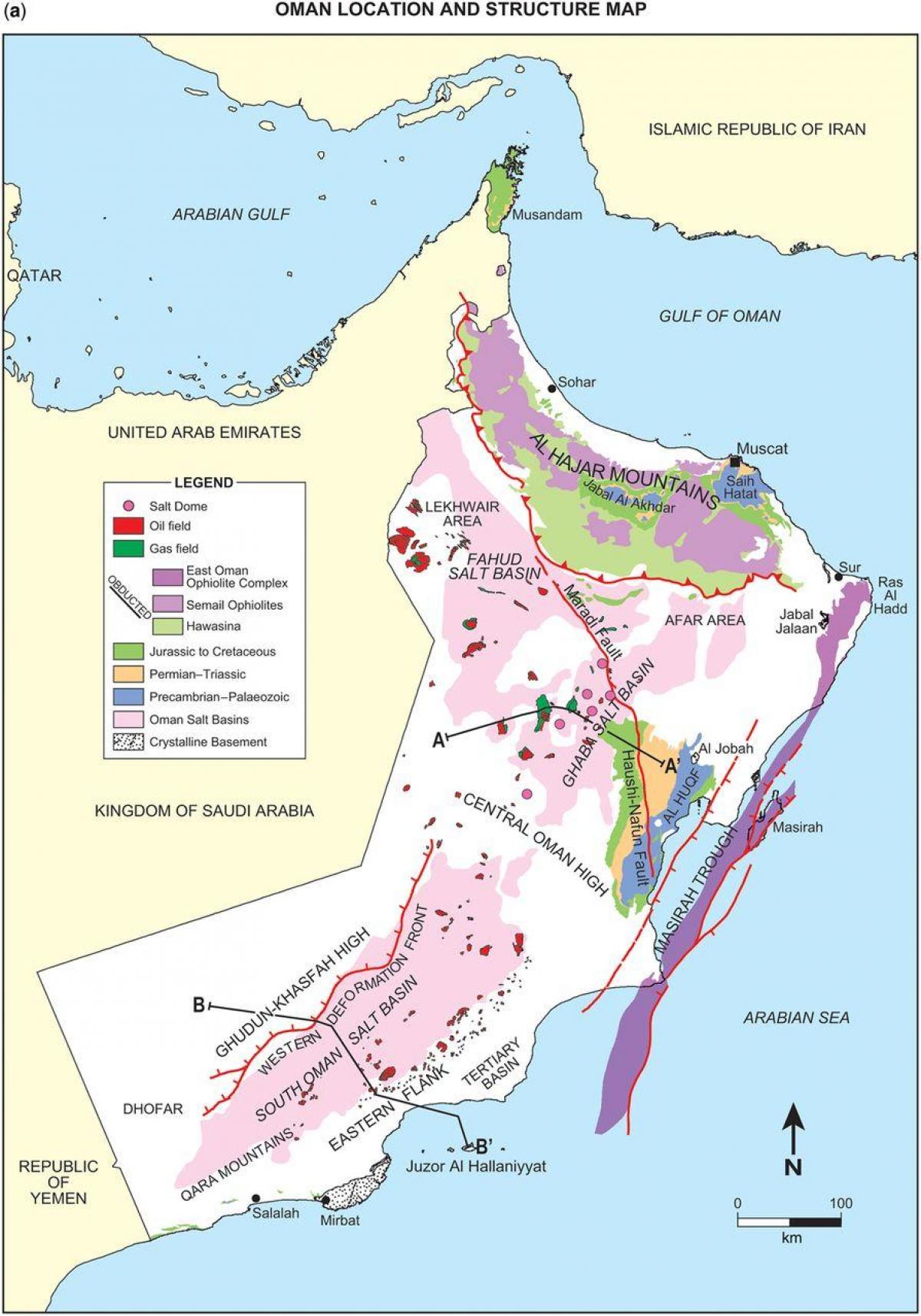 mapa Omán geológie