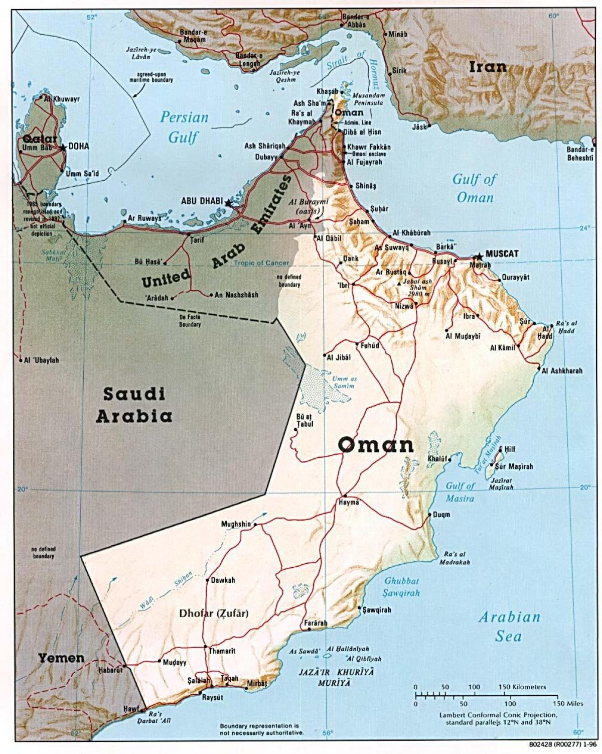Omán mapu s mestá